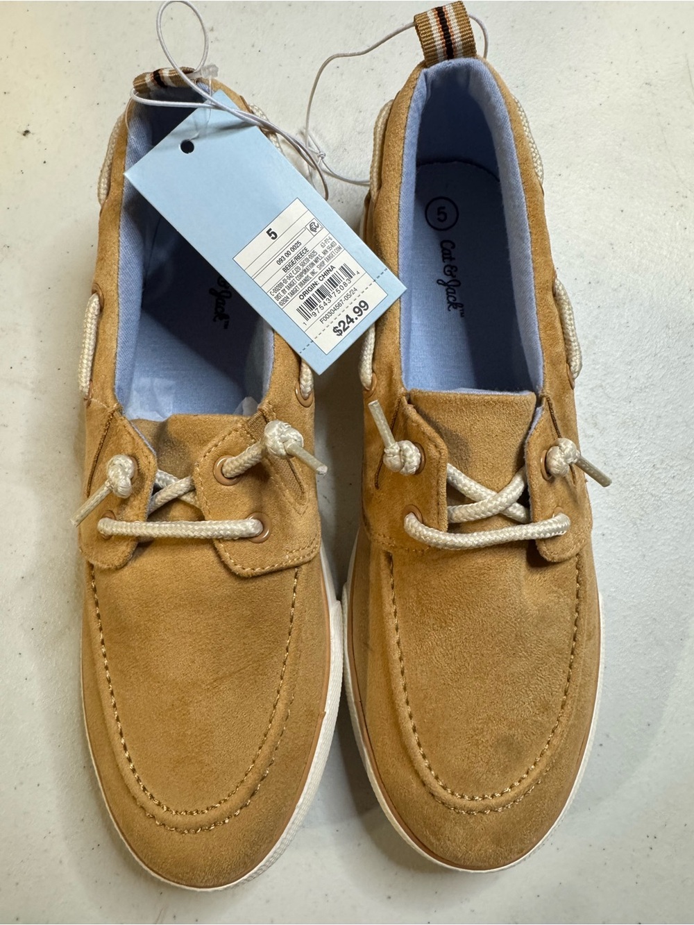 Cat & Jack Tan Suede Boys' Boat Shoes